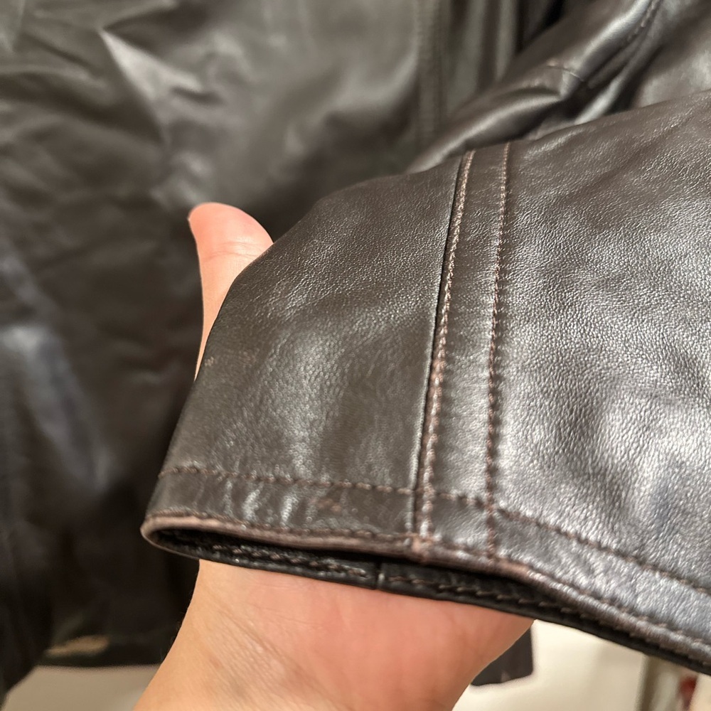 COACH Vintage DarkBrown Soft Leather Zip Jacket 2 Pockets Signature C Lining EUC - Picture 7 of 16